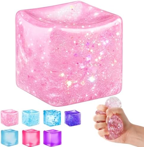 Ice Cube Squishy Fidget Toy – Slow Rise Squeeze Sensory Toys, Multiple Ways to Play, Stress Ball for Anxiety Relief, Focus Enhancement, Brain Relaxation & Strength Fostering|B0GWL9H7FW