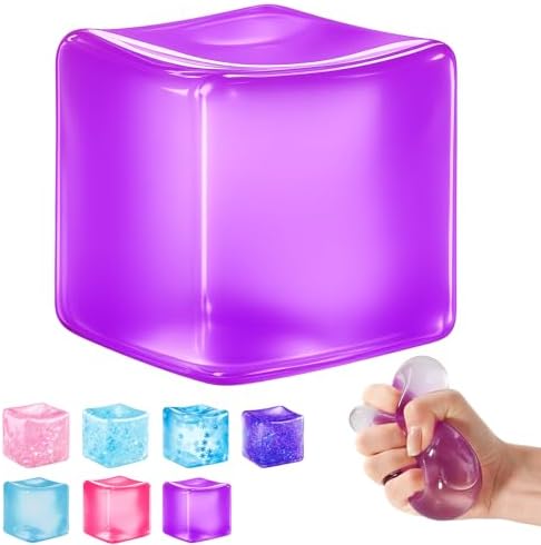 Ice Cube Squishy Fidget Toy – Slow Rise Squeeze Sensory Toys, Multiple Ways to Play, Stress Ball for Anxiety Relief, Focus Enhancement, Brain Relaxation & Strength Fostering|B0GWL9H7FW