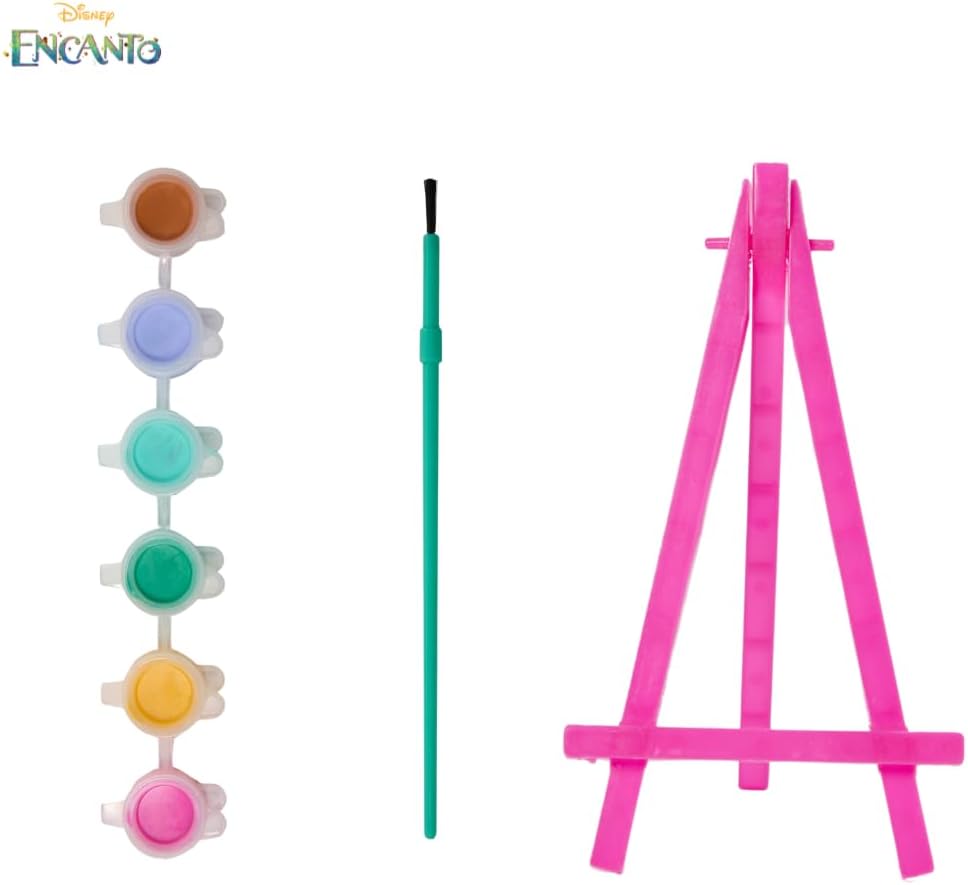 Disney Encanto Canvas Paint Set for Kids with 3 Canvases, Acrylic Paint, Paintbrush, & Easel