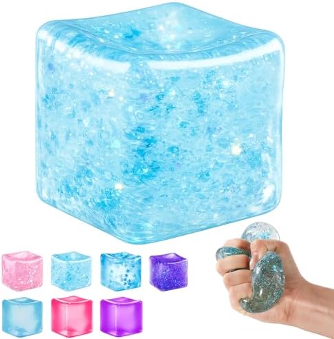 Ice Cube Squishy Fidget Toy – Slow Rise Squeeze Sensory Toys, Multiple Ways to Play, Stress Ball for Anxiety Relief, Focus Enhancement, Brain Relaxation & Strength Fostering|B0GWL9H7FW