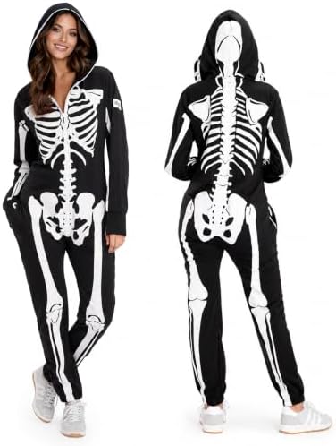 Skeleton Halloween Jumpsuit Costume for Women