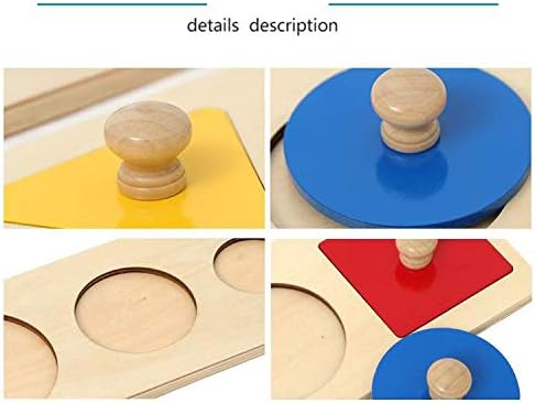 Colorful Multiple Shape Puzzles Toys for 6-12 Months 1 Year Old Toddler Babies First Shapes Geometric Jumbo Knob Wooden Puzzle Color Sorter (3 Pieces)