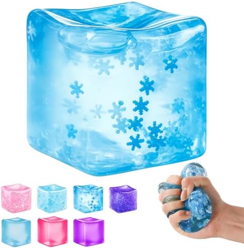 Ice Cube Squishy Fidget Toy – Slow Rise Squeeze Sensory Toys, Multiple Ways to Play, Stress Ball for Anxiety Relief, Focus Enhancement, Brain Relaxation & Strength Fostering|B0GWL9H7FW