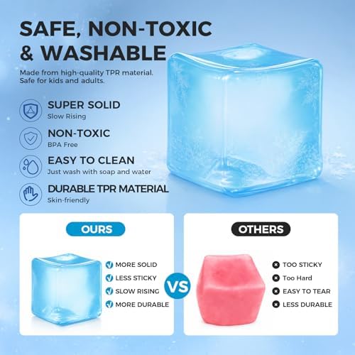 Ice Cube Squishy Fidget Toy – Slow Rise Squeeze Sensory Toys, Multiple Ways to Play, Stress Ball for Anxiety Relief, Focus Enhancement, Brain Relaxation & Strength Fostering|B0GWL9H7FW