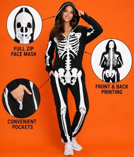 Skeleton Halloween Jumpsuit Costume for Women