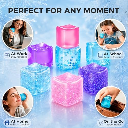 Ice Cube Squishy Fidget Toy – Slow Rise Squeeze Sensory Toys, Multiple Ways to Play, Stress Ball for Anxiety Relief, Focus Enhancement, Brain Relaxation & Strength Fostering|B0GWL9H7FW