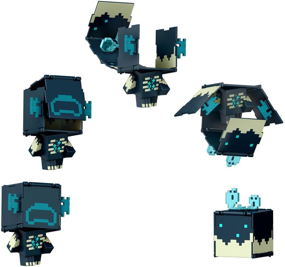 Minecraft Flippin’ Figs Figures with 2-in-1 Fidget Play, 3.75-in Scale, Large Heads & Pixelated Design (Characters May Vary)