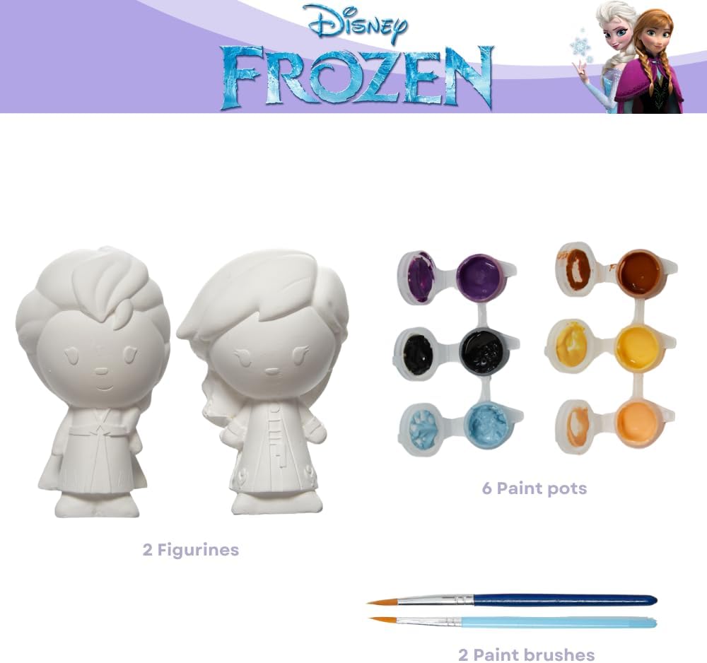 Disney Frozen DIY Paint Your Own Figurines Arts and Crafts Set for Girls - Elsa & Anna
