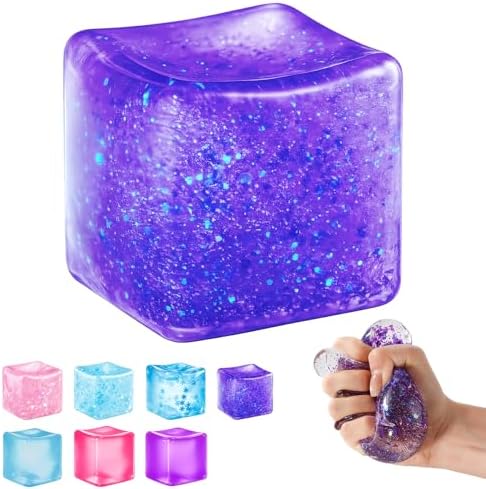 Ice Cube Squishy Fidget Toy – Slow Rise Squeeze Sensory Toys, Multiple Ways to Play, Stress Ball for Anxiety Relief, Focus Enhancement, Brain Relaxation & Strength Fostering|B0GWL9H7FW