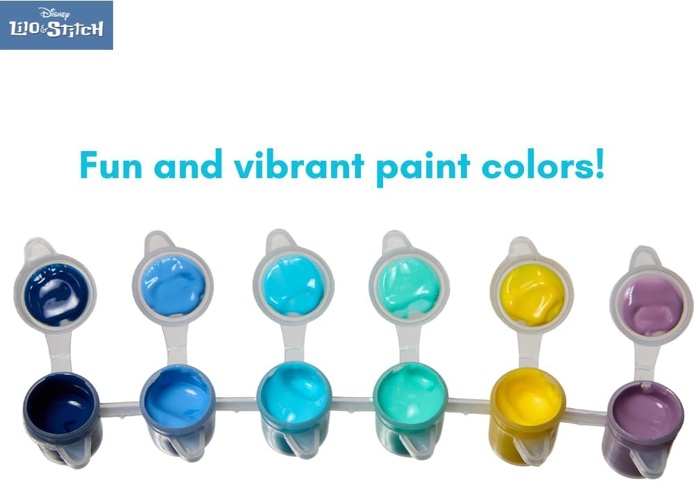 Disney Lilo and Stitch Canvas Paint Set for Kids with 3 Canvases, Acrylic Paint, Paintbrush, & Easel