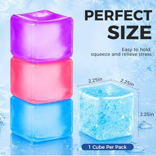 Ice Cube Squishy Fidget Toy – Slow Rise Squeeze Sensory Toys, Multiple Ways to Play, Stress Ball for Anxiety Relief, Focus Enhancement, Brain Relaxation & Strength Fostering|B0GWL9H7FW