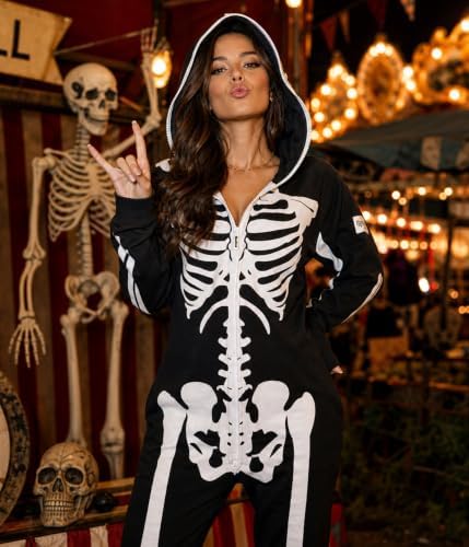 Skeleton Halloween Jumpsuit Costume for Women
