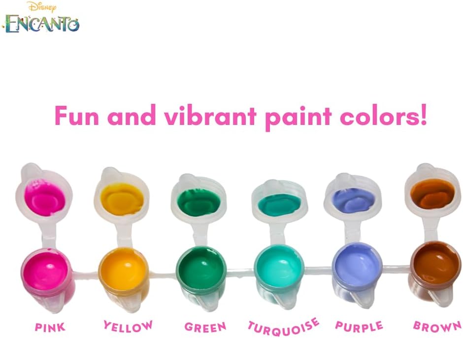Disney Encanto Canvas Paint Set for Kids with 3 Canvases, Acrylic Paint, Paintbrush, & Easel