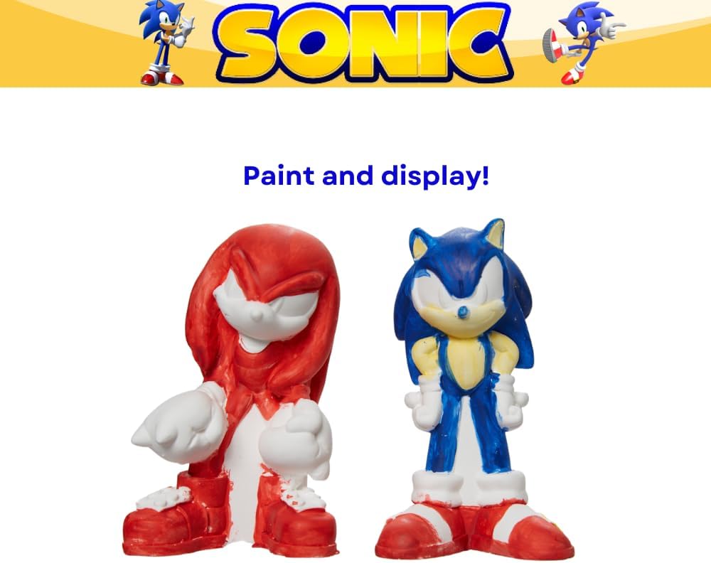 Sonic The Hedgehog DIY Paint Your Own Figurines Arts and Crafts Set for Boys - Sonic & Knuckles The Echidna