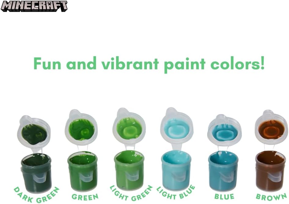 Minecraft Canvas Paint Set for Kids with 3 Canvases, Acrylic Paint, Paintbrush, & Easel