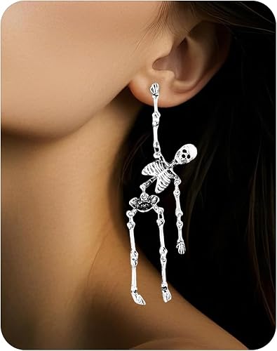 Halloween Earrings for Women,Witch Skull Skeleton Dangle Earrings for Women,Scary Halloween Party Earring for Halloween Accessories