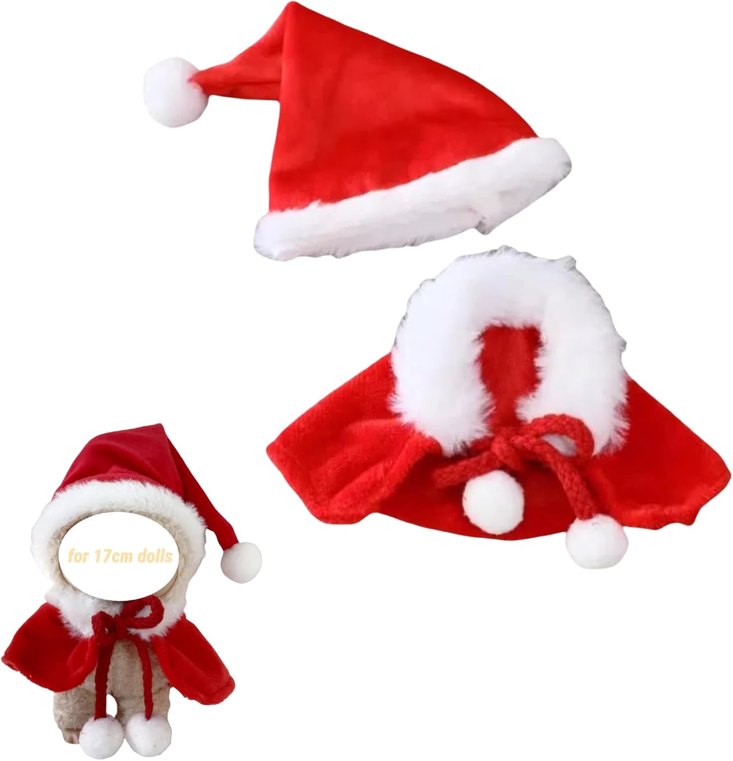 Clothes for Labubu, Christmas Clothing for Big into Energy Labubu, Christmas Hat & Capes Set for 17cm Dolls (Christmas is Coming)