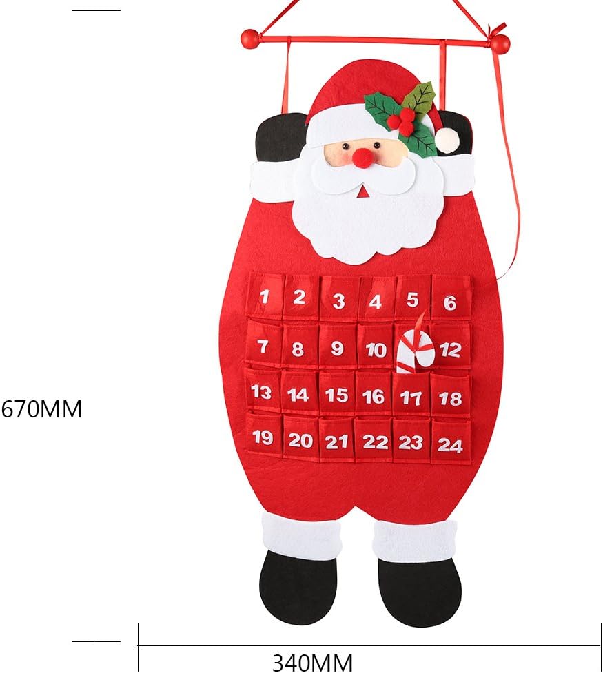 Christmas Advent Calendar 2025, 3D Felt Hanging Advent Calendar Reusable Countdown to Christmas Calendar for Kids Christmas Decorations Gifts