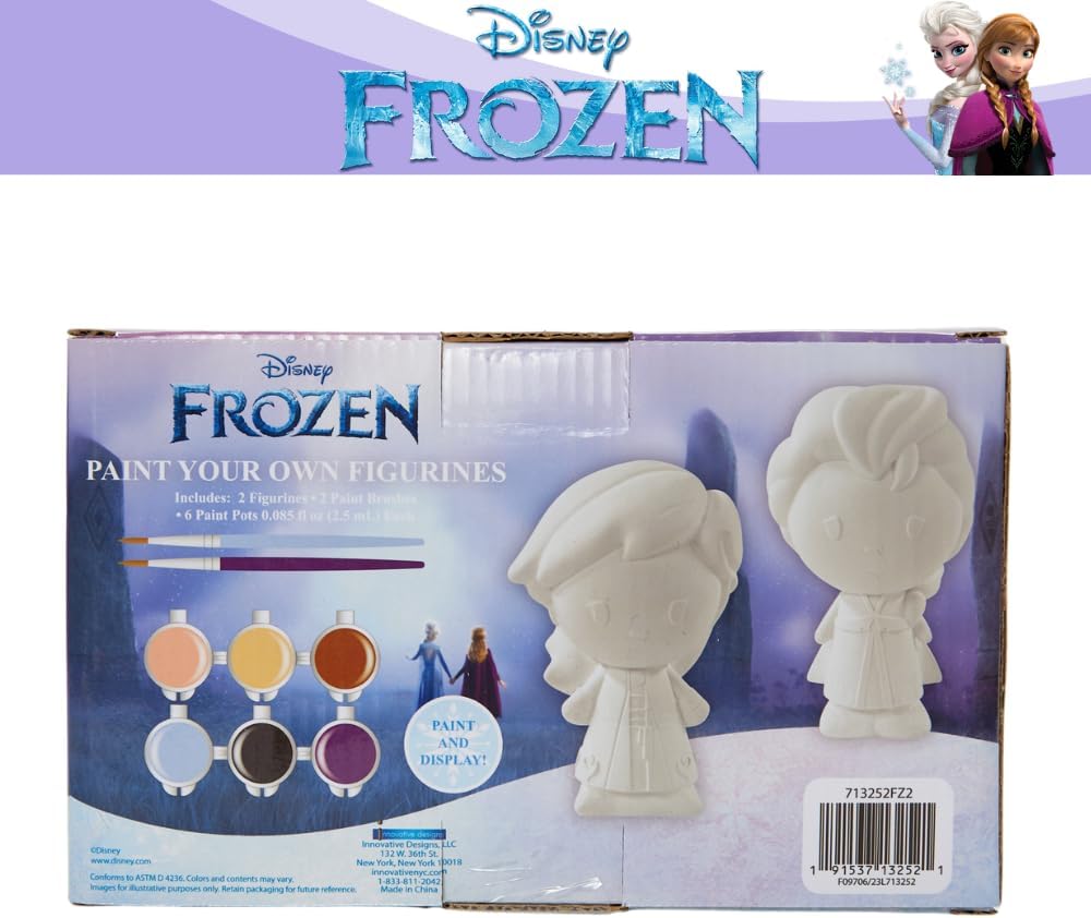 Disney Frozen DIY Paint Your Own Figurines Arts and Crafts Set for Girls - Elsa & Anna