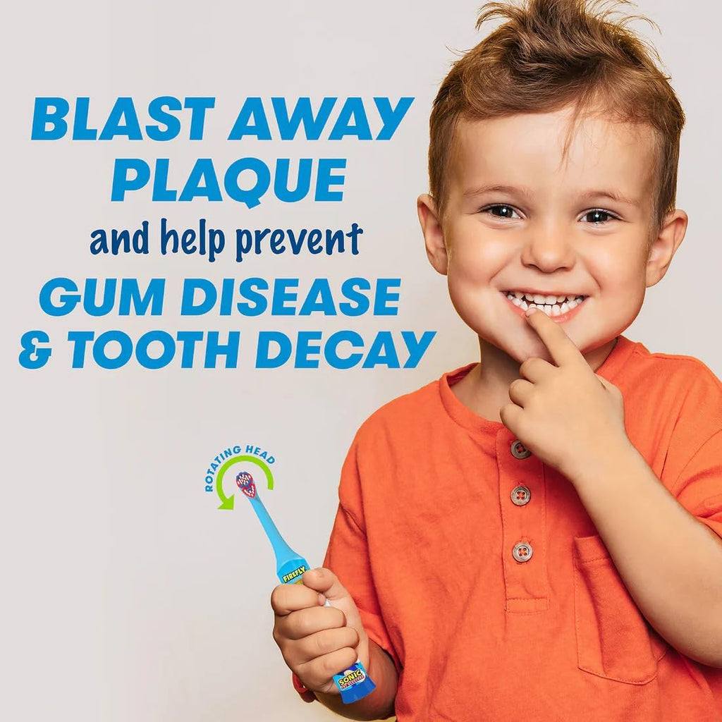 Clean N' Protect, Sonic The Hedgehog Toothbrush with 3D hygienic Cover, Premium Soft Bristles, Anti-Slip Grip Handle, Battery Included, Ages 3+, 3 Piece Set