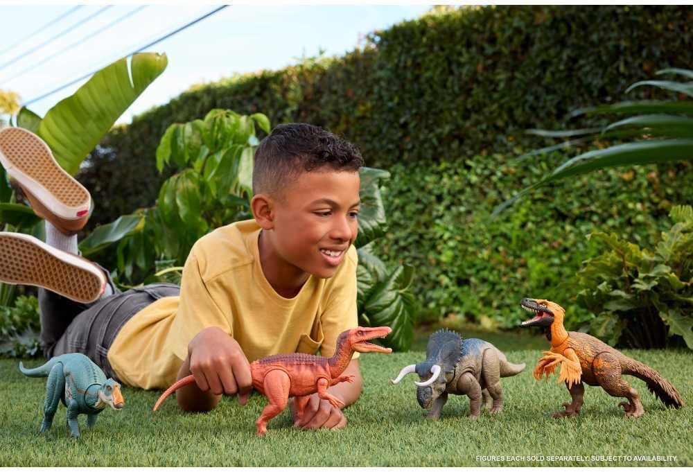 Rebirth Wild Roar Nasutoceratops Dinosaur Toy with Tail-Controlled Chomp Multi-Direction Attack & Sound, Posable & Digital Play