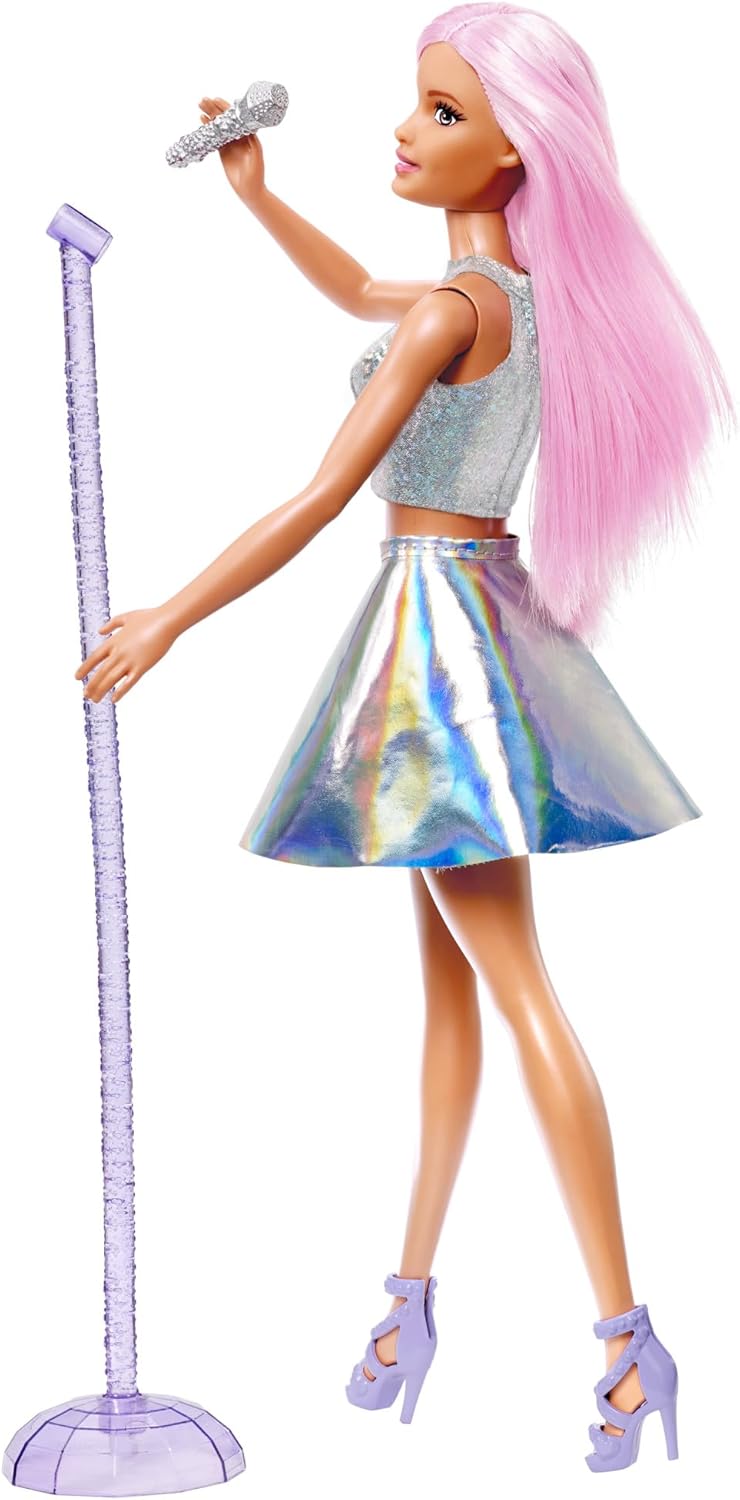Fashionistas Doll #243 with Blonde Hair and Pink Arm Cast Accessory, Wearing Plaid Top and Skirt with Pink Loafers