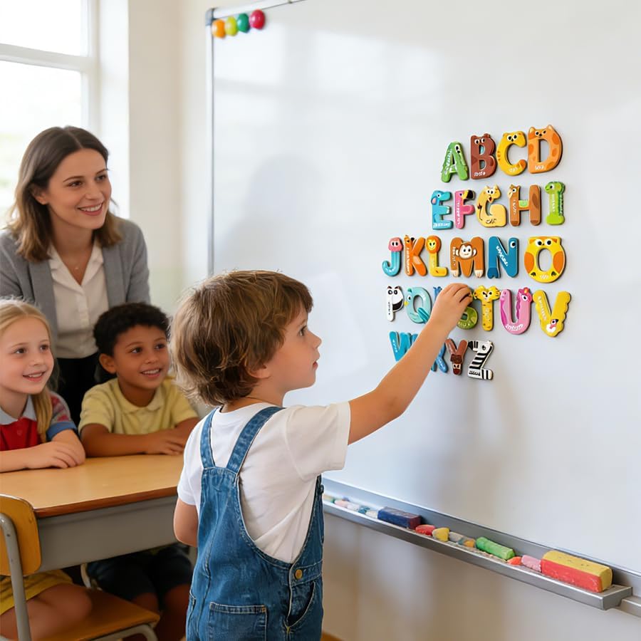 26 PCS Magnetic Letters, Cute Animal Alphabet ABC for Fridge,Uppercase Refrigerator Cute Animal Alphabet ABC for Fridge Colorful Uppercase Animals Toys Set Educational Spelling Learning Games for Kids
