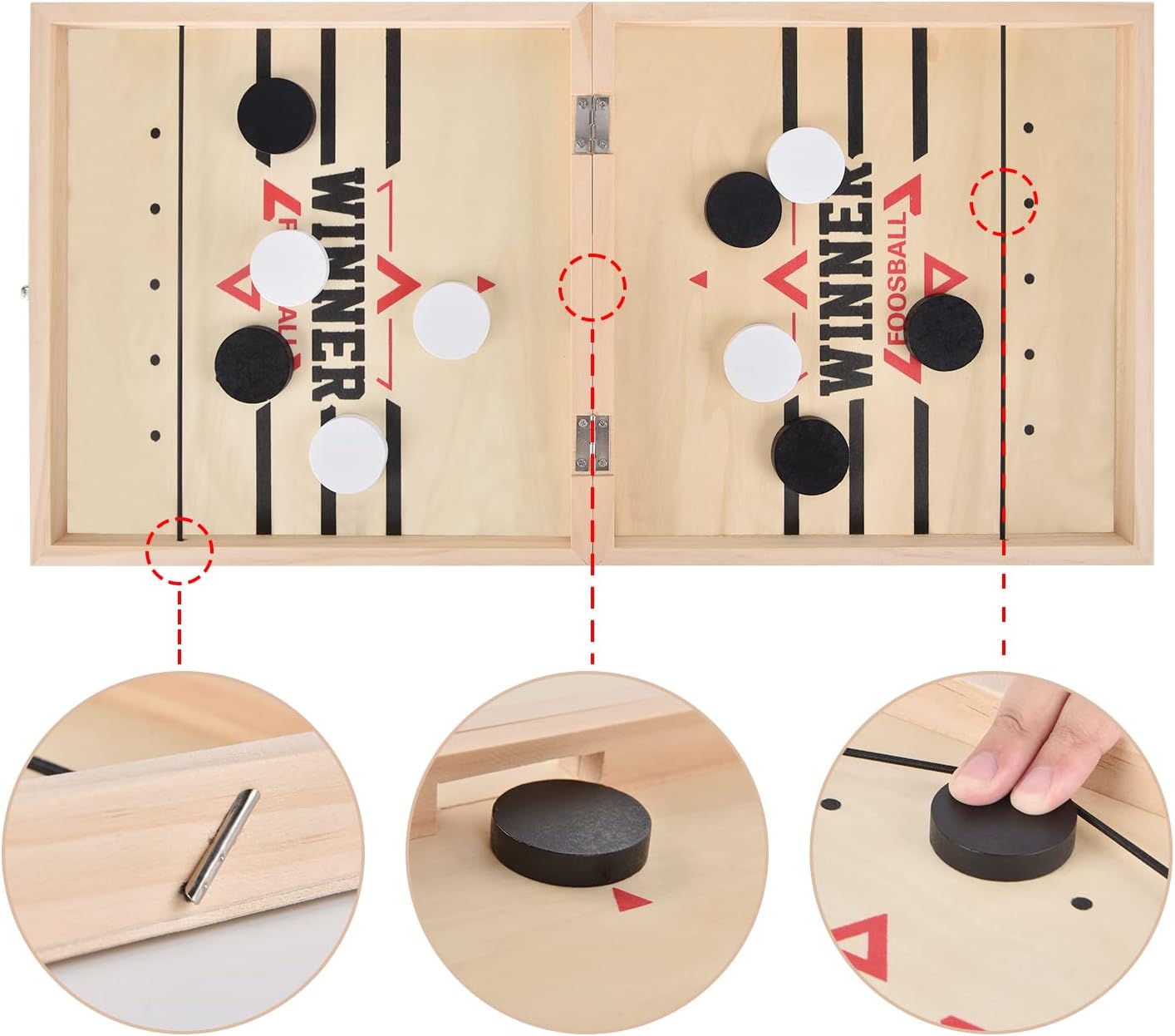 Foldable Large Fast Sling Puck Game Slingshot Games Toy for Adults Table Desktop Battle Wooden Hockey Table Game Family Foosball Winner Board Games