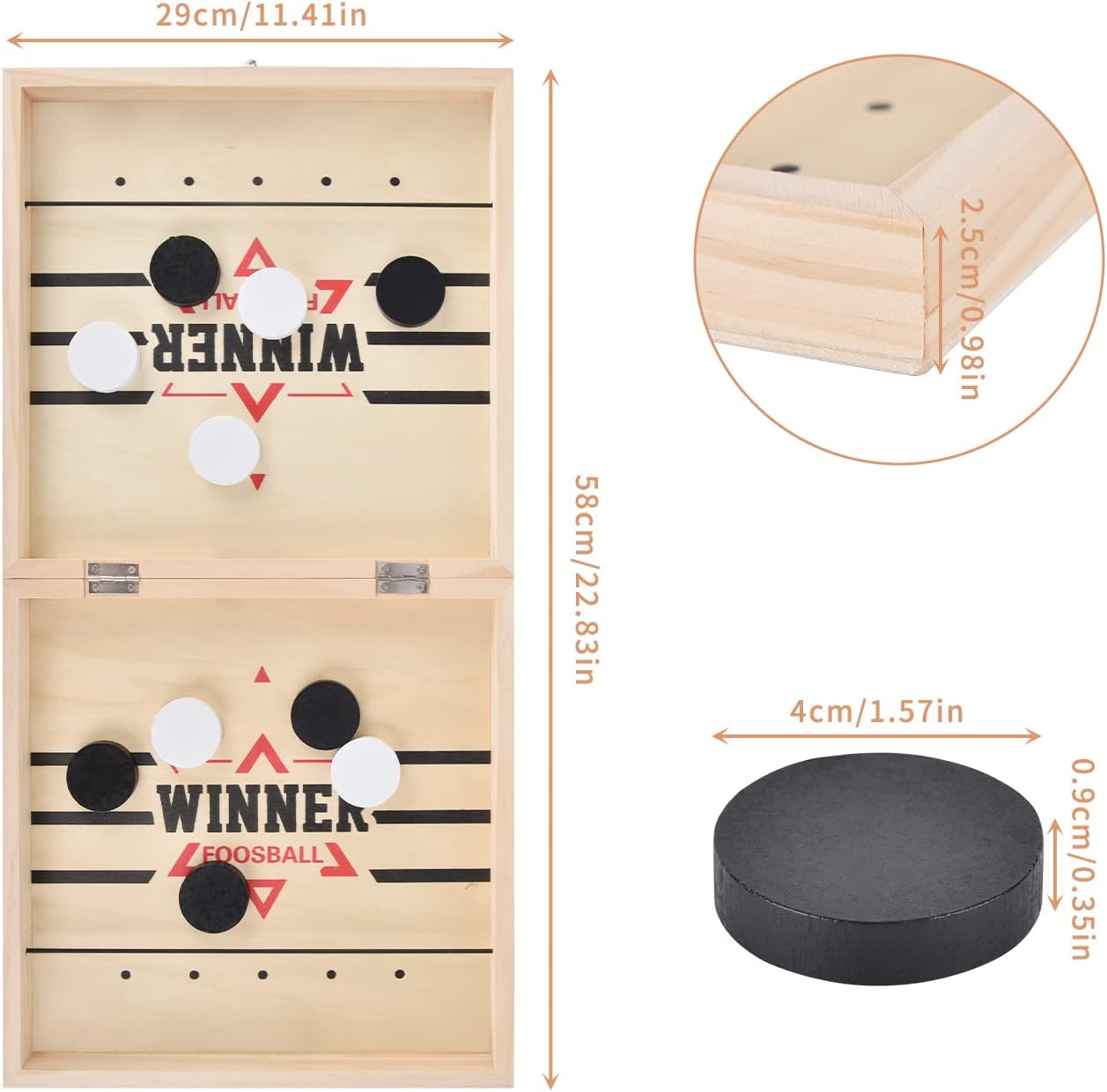 Foldable Large Fast Sling Puck Game Slingshot Games Toy for Adults Table Desktop Battle Wooden Hockey Table Game Family Foosball Winner Board Games