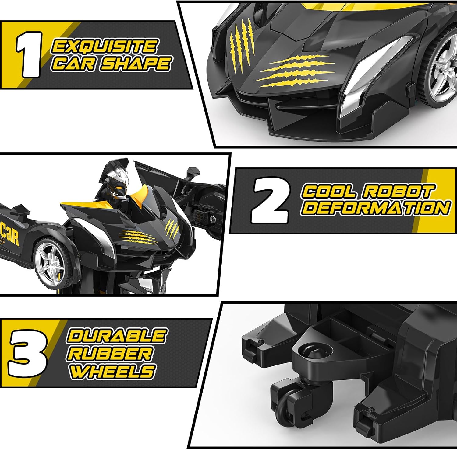 Rc Cars for Boys 4-7 8-12, 2.4Ghz Remote Control Car 1:18 Scale Transforming Robot, One-Button Deformation 360° Rotation Car Toy Gifts for Boys 3-5