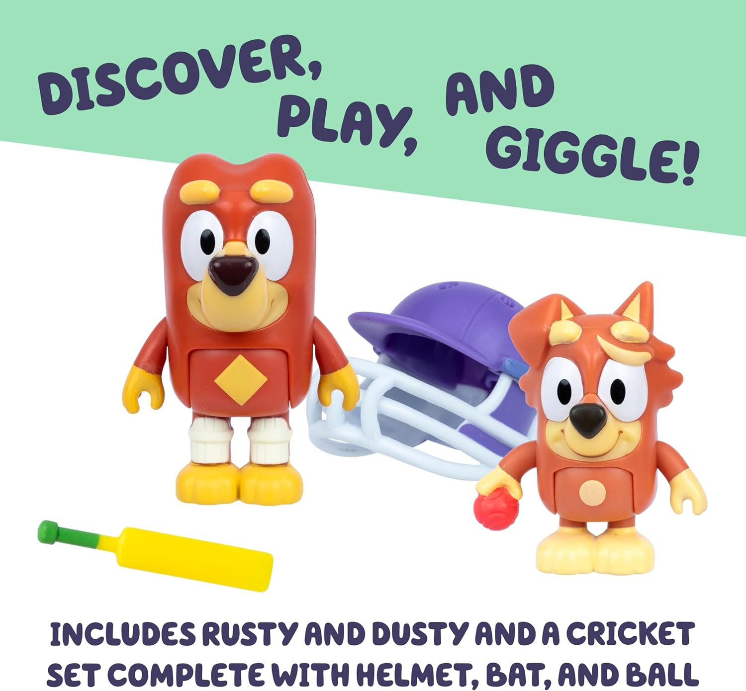 Figure 2-Pack Cricket. 2 Episode-Themed Figures with Moving Arms & Helmet and Bat Accessories, 2.5-3" (6-7.6 cm) Poseable Toys for Kids. Recreate Moments from The Episode Cricket.