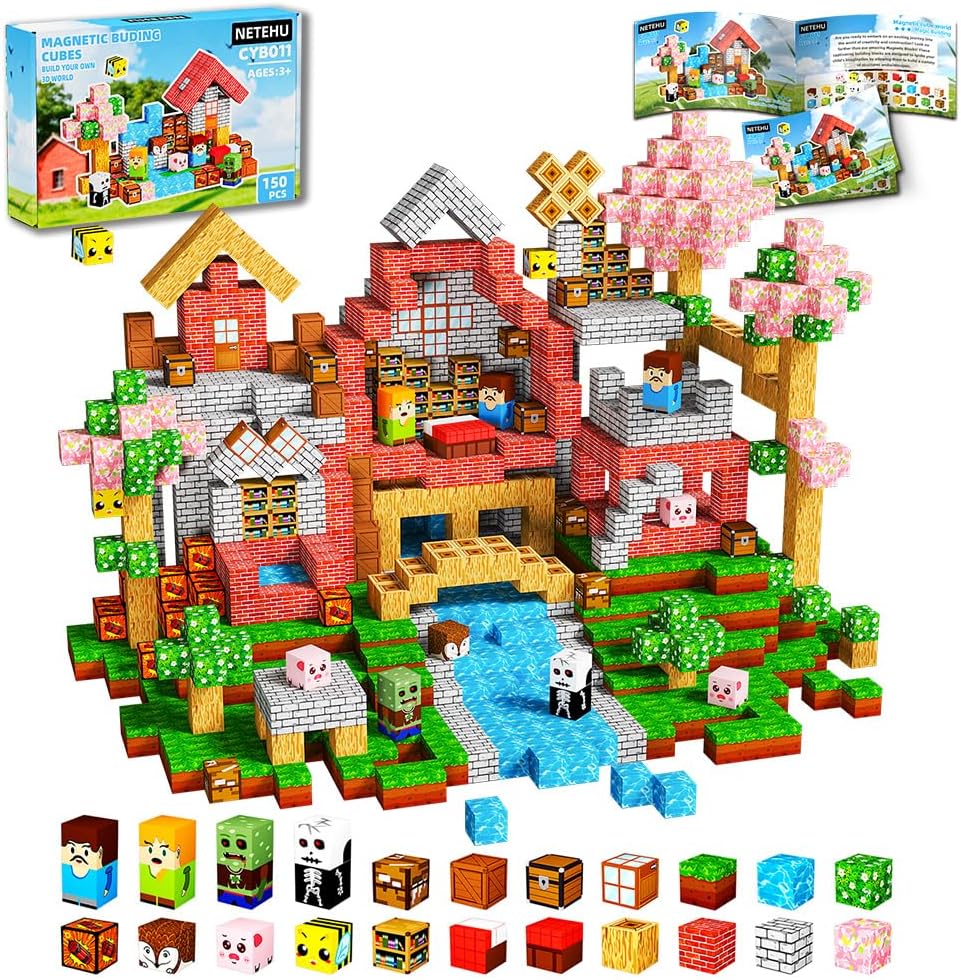 150PCS Magnetic Blocks, Stacking Magnets for Kids, Toy for Learning Toys, STEM Travel Magnet Building Toys for Toddlers