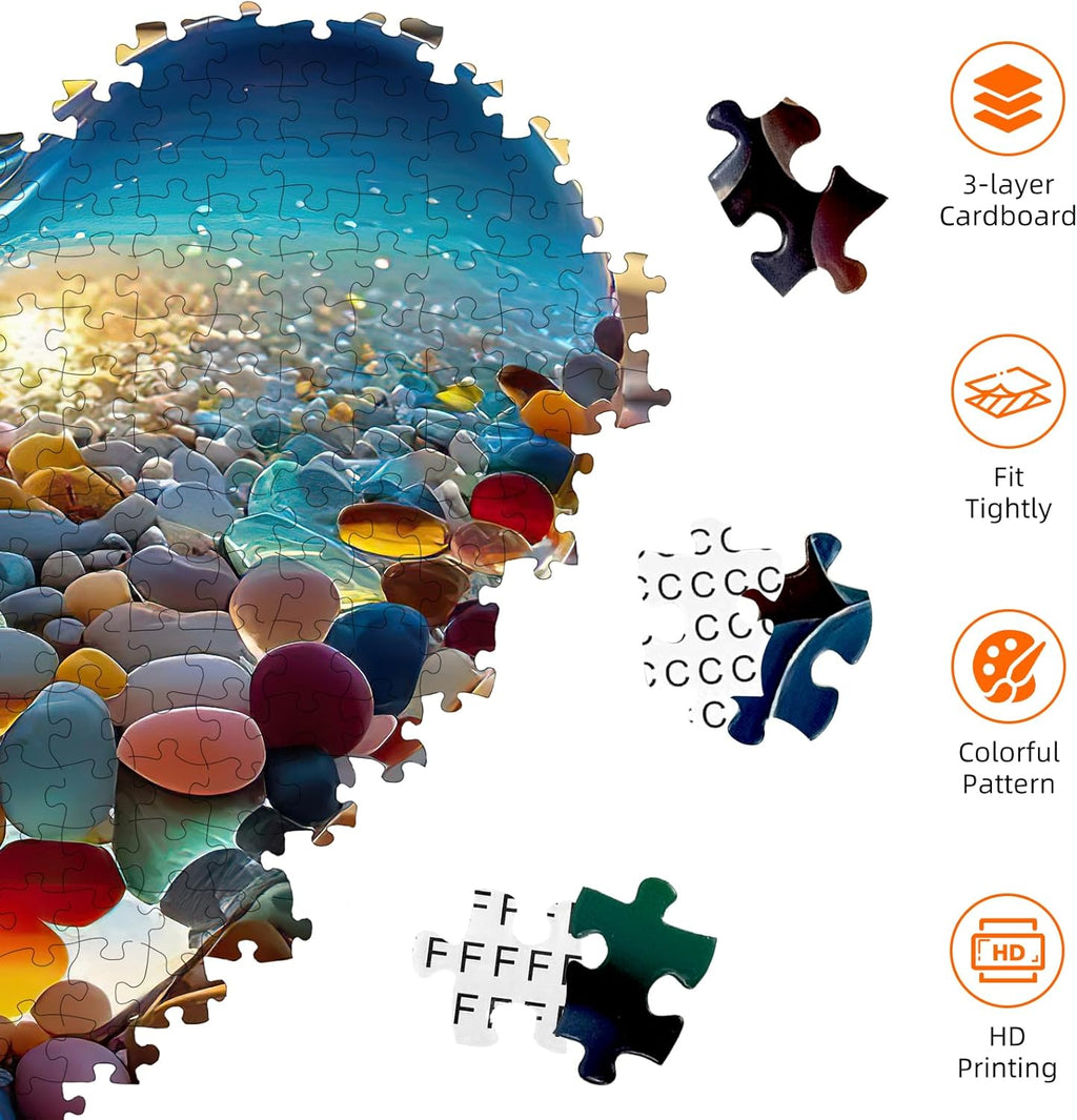 Puzzles for Adults 1000 Pieces, Love Pebbles Beach Puzzle, Impossible Difficult Hard Fun 1000 Piece Jigsaw Puzzles for Adults