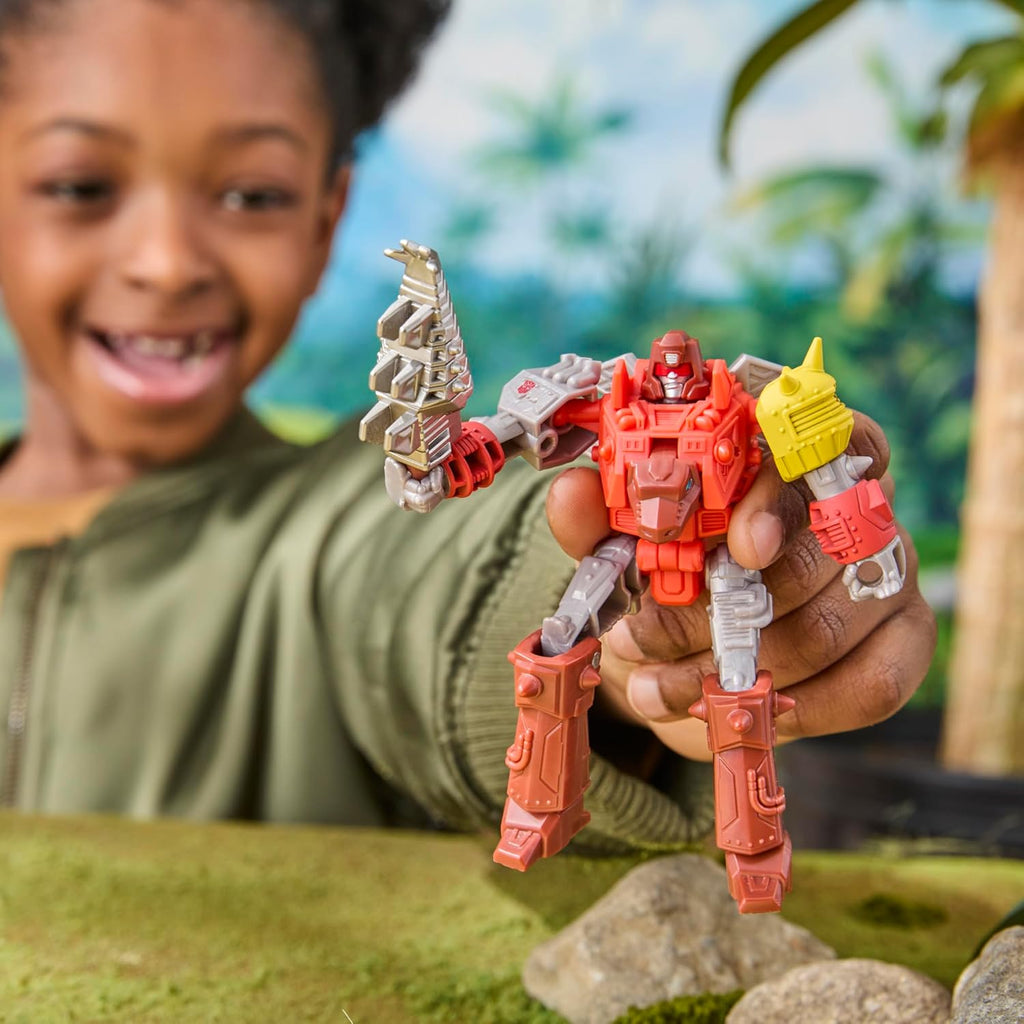 Dinobot Snarl Cyber Changers 4-Inch Action Figure, Quick Change to Dino Mode, Robot Toys for Boys and Girls 6 and Up