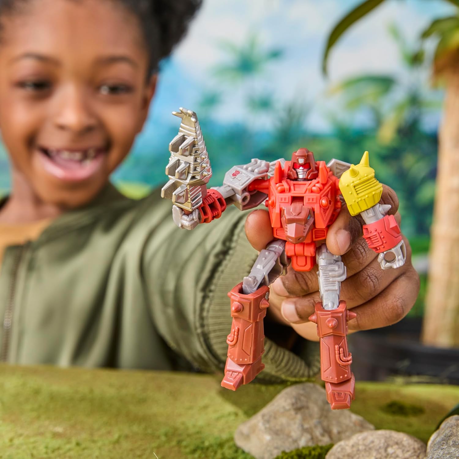 Dinobot Snarl Cyber Changers 4-Inch Action Figure, Quick Change to Dino Mode, Robot Toys for Boys and Girls 6 and Up