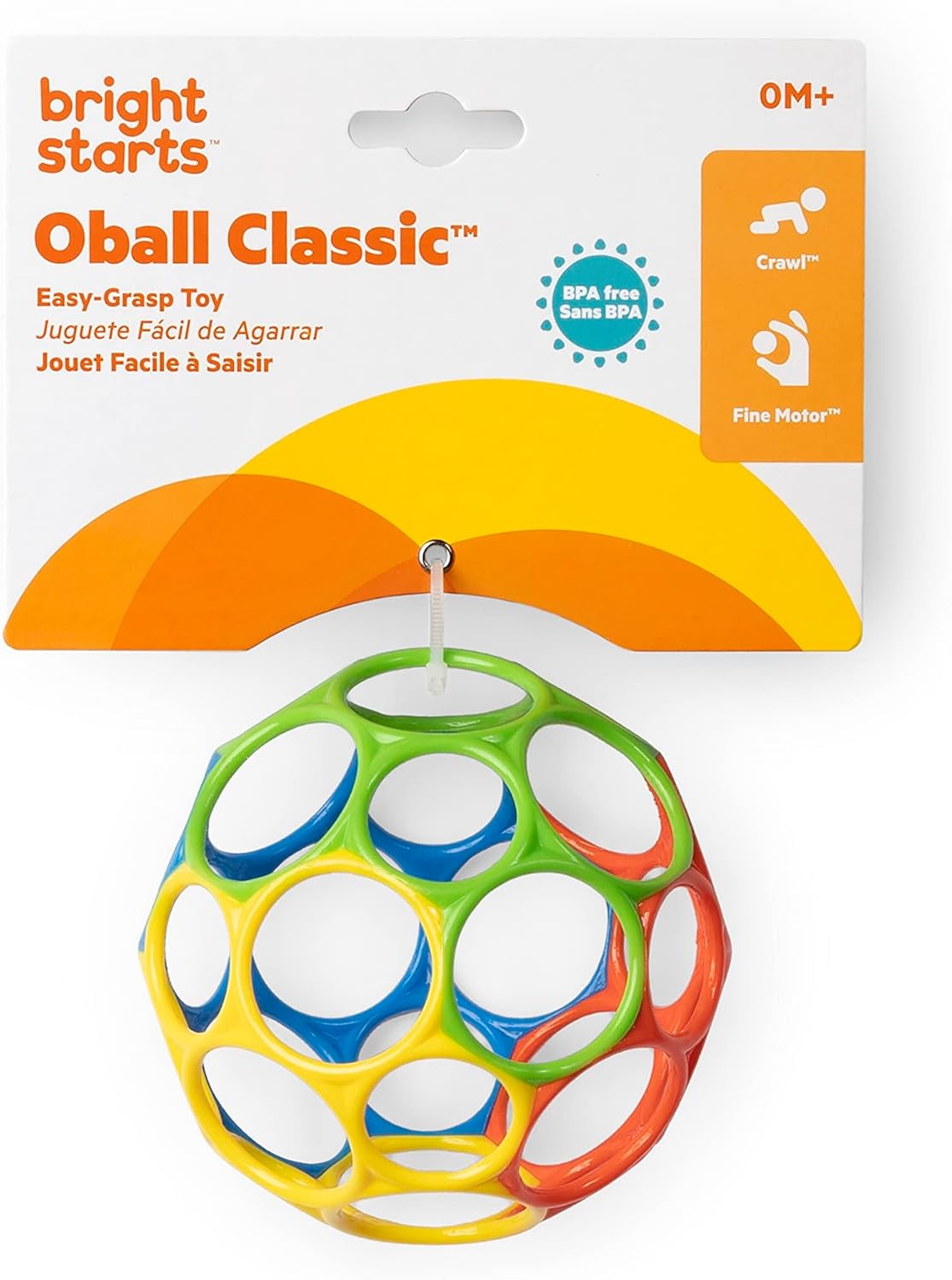 Oball Easy Grasp Classic Ball BPA-Free Infant Toy in Red, Yellow, Green, Blue, Age Newborn and up, 4 Inches