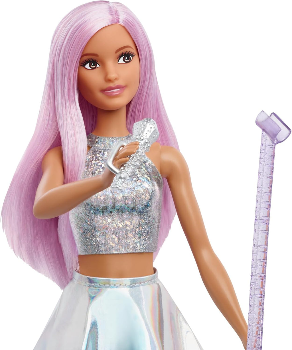 Fashionistas Doll #243 with Blonde Hair and Pink Arm Cast Accessory, Wearing Plaid Top and Skirt with Pink Loafers