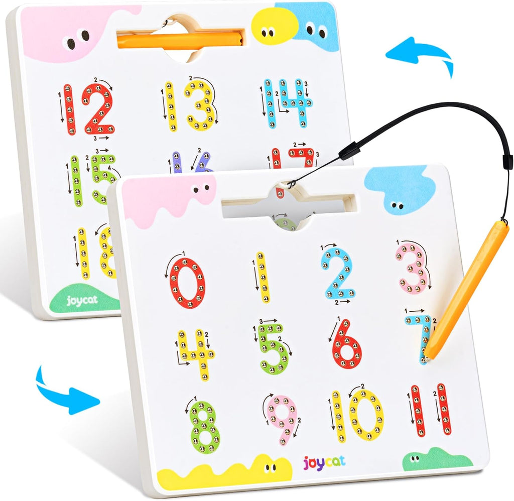 Double-Sided Magnetic Number Tracing Board - 2-in-1 Numbers 1-20 Writing Toys for Toddlers & Kids, Preschool Math Manipulatives, Kindergarten Educational Learning Gifts for 3-5 Year Olds