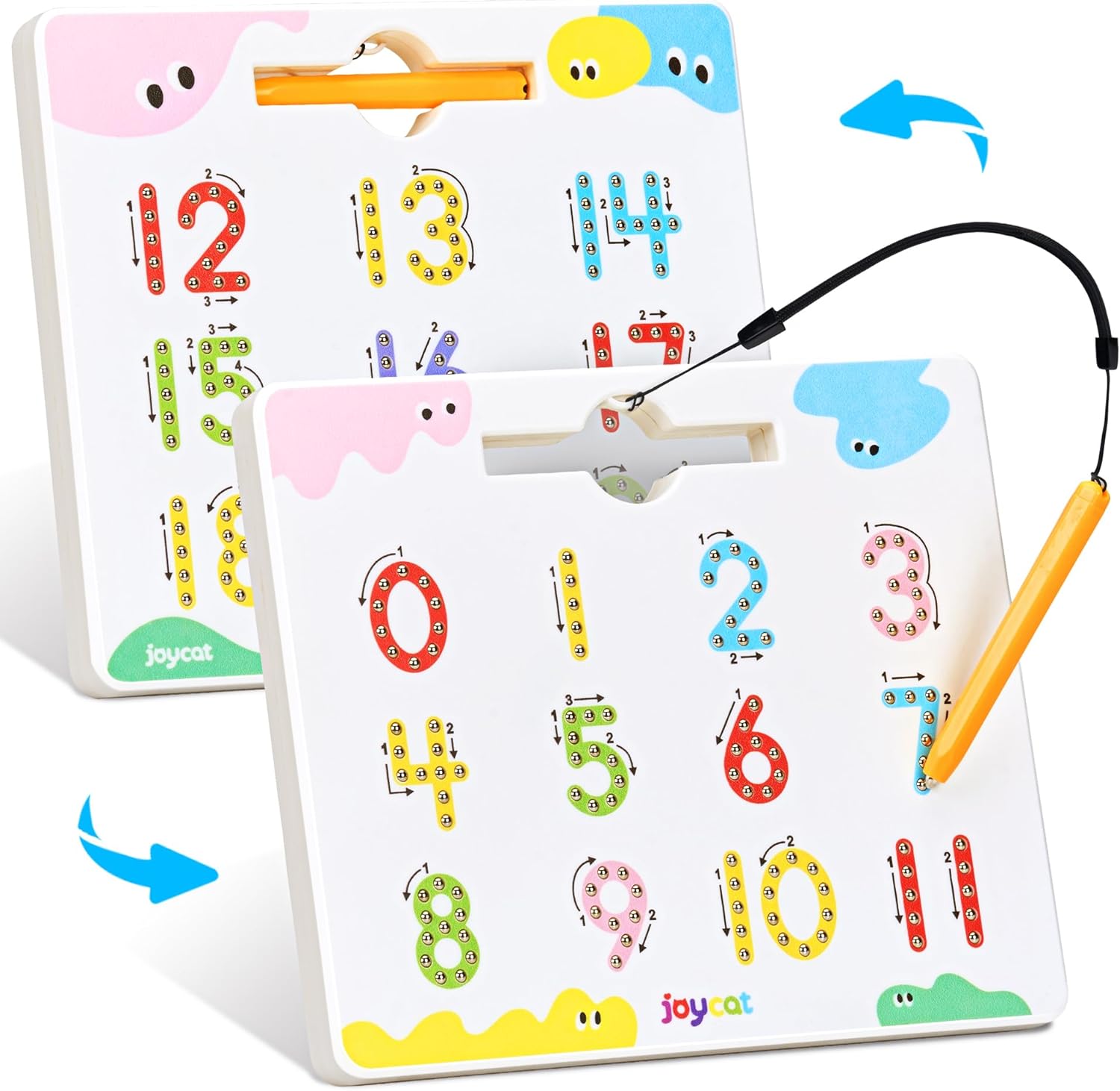Double-Sided Magnetic Number Tracing Board - 2-in-1 Numbers 1-20 Writing Toys for Toddlers & Kids, Preschool Math Manipulatives, Kindergarten Educational Learning Gifts for 3-5 Year Olds