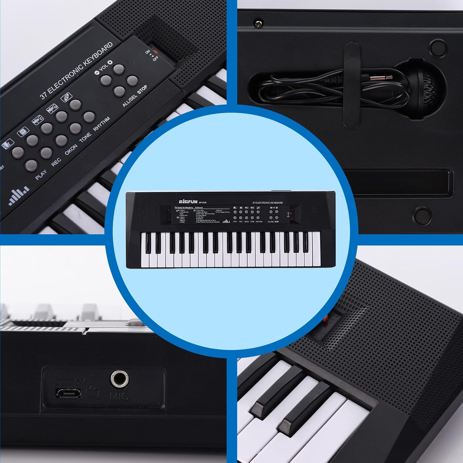 Kids Piano Keyboard, 37 Keys Portable Music Keyboard Early Learning Educational Electronic Music Piano Instrument Toys for 3 4 5 6 Year Old Boys and Girls