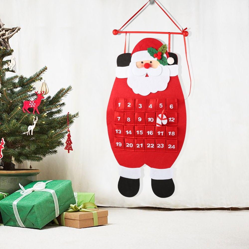 Christmas Advent Calendar 2025, 3D Felt Hanging Advent Calendar Reusable Countdown to Christmas Calendar for Kids Christmas Decorations Gifts