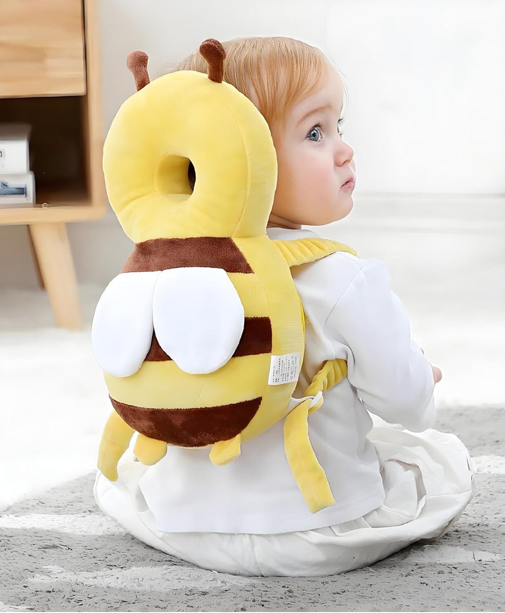 Baby Head Protection Backpack, Toddler Walking Head Protector, Adjustable Head Protector Pad Safety Cushion (Yellow)