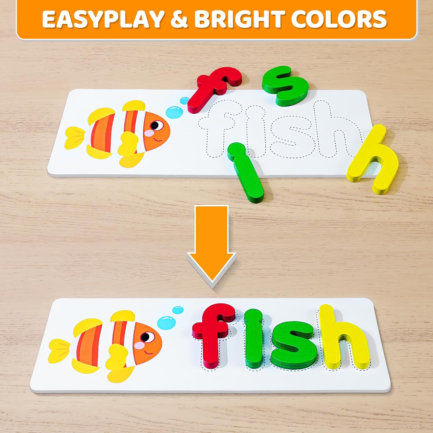 Alphabet ABC Learning Educational Toys for 3 4 5 Years Old Boys Girls, Wooden Puzzle Flash Cards Preschool Activity Letter Matching Games for Kids Toddlers