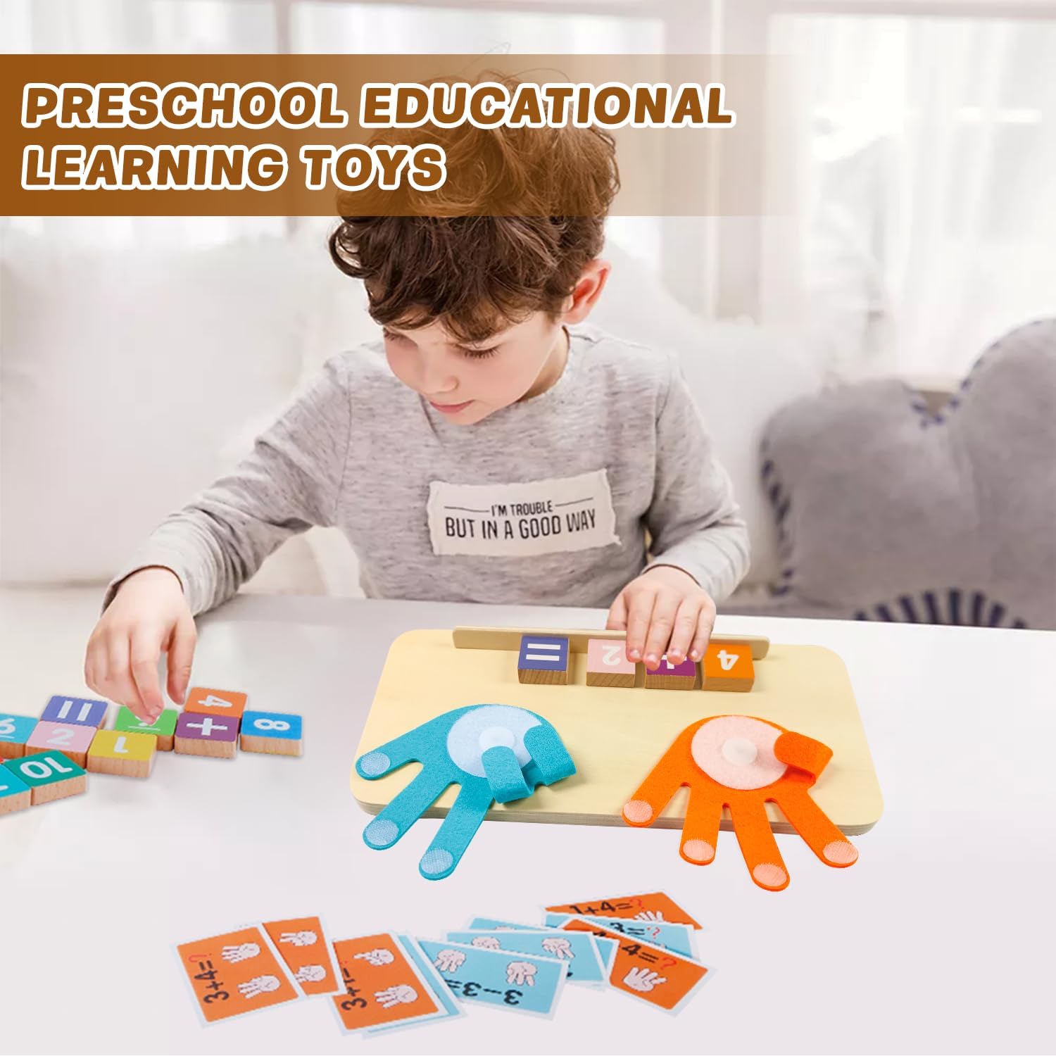 Preschool Learning Toys for Toddlers 3+ Years, Educational Number Counting Blocks for Kids, Homeschool Supplies for Math Manipulates, Finger Counting Math Toy, Montessori Toys for Kids Age 3+