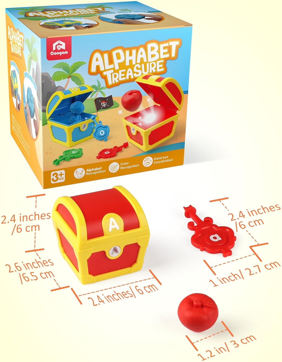 Alphabet Learning Toys for Toddlers, 26pcs Surprise Letters Treasure Locks with Keys, Uppercase Lowercase ABC Matching Color Sorting Game, Montessori Fine Motor Skill Gift for 3 4 5 Year Old