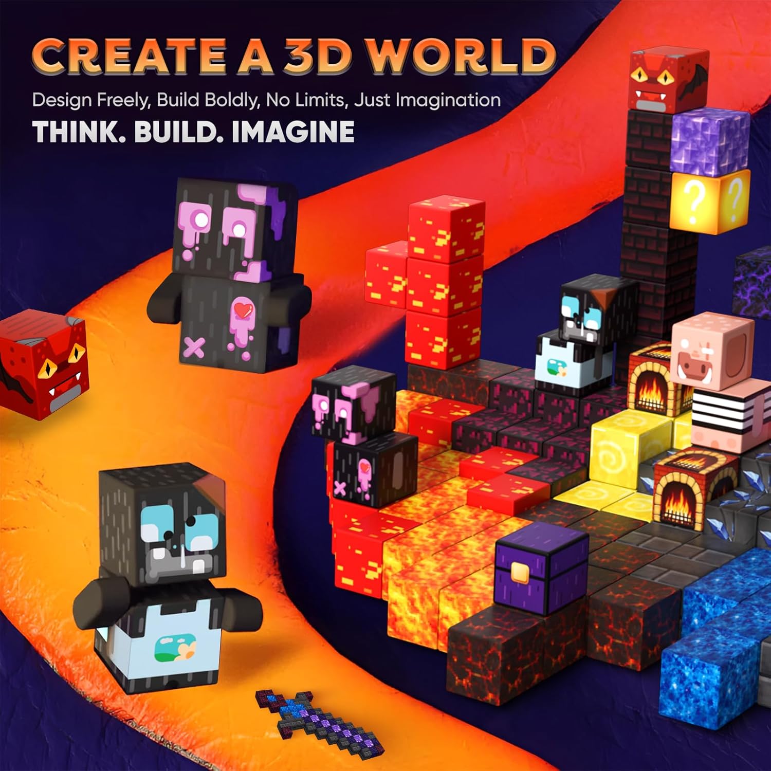 Magnetic Blocks, 160pcs Mine Magnet World Building Toys for Kids, Constructions Toys for Boys & Girls Age 3-4, 5 6 7 8 9 10, STEM Magnetic Building Cubes Kids Sensory Toys Games, Gifts for 3+ Year Old