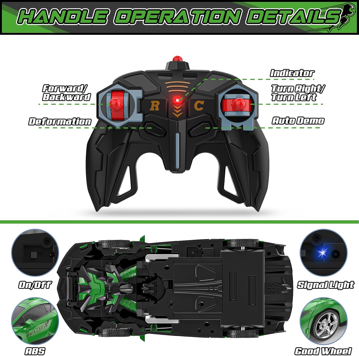 Rc Cars for Boys 4-7 8-12, 2.4Ghz Remote Control Car 1:18 Scale Transforming Robot, One-Button Deformation 360° Rotation Car Toy Gifts for Boys 3-5