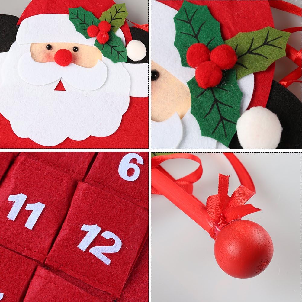Christmas Advent Calendar 2025, 3D Felt Hanging Advent Calendar Reusable Countdown to Christmas Calendar for Kids Christmas Decorations Gifts