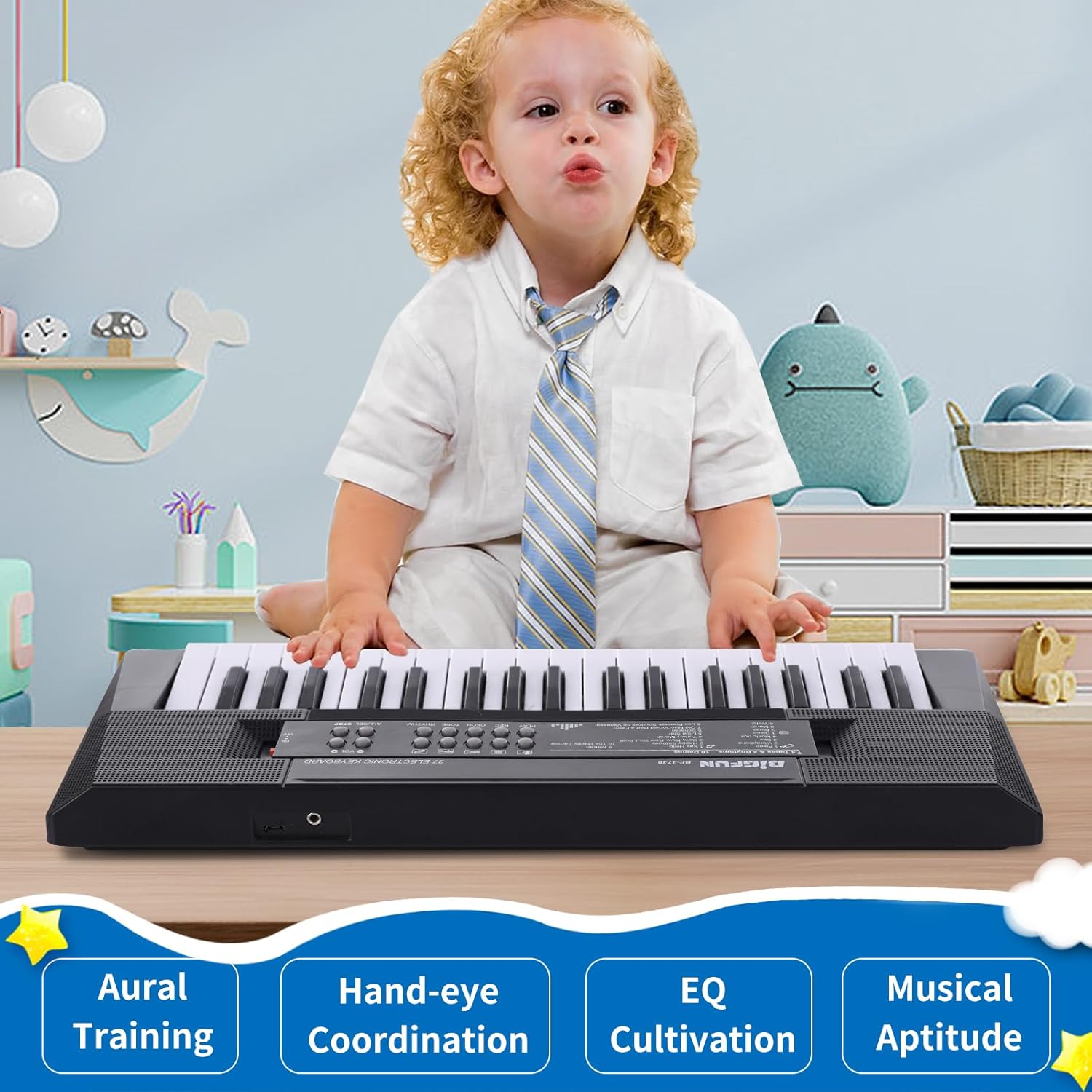 Kids Piano Keyboard, 37 Keys Portable Music Keyboard Early Learning Educational Electronic Music Piano Instrument Toys for 3 4 5 6 Year Old Boys and Girls