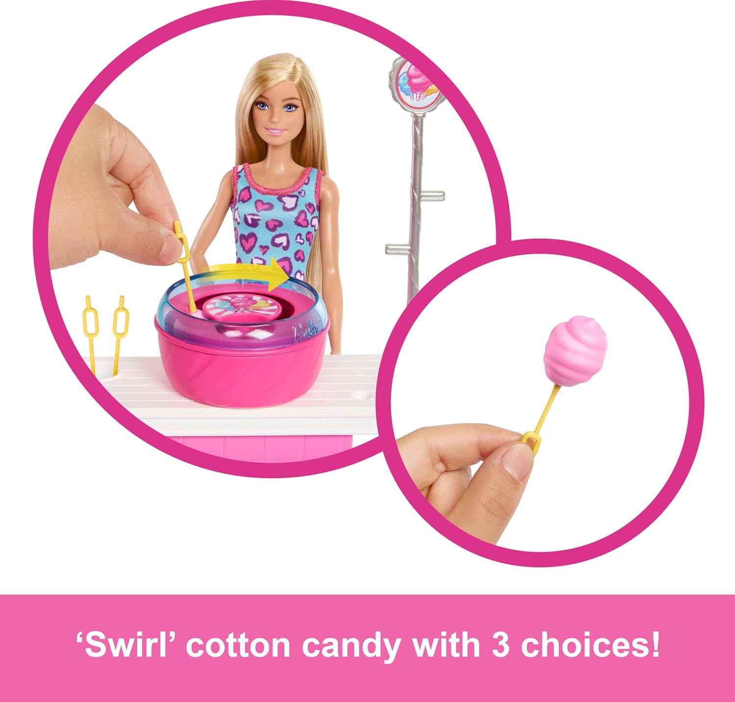 Beach Detectives Malibu” Doll & Cotton Candy Game Booth Playset with 20 Accessories Including Prizes